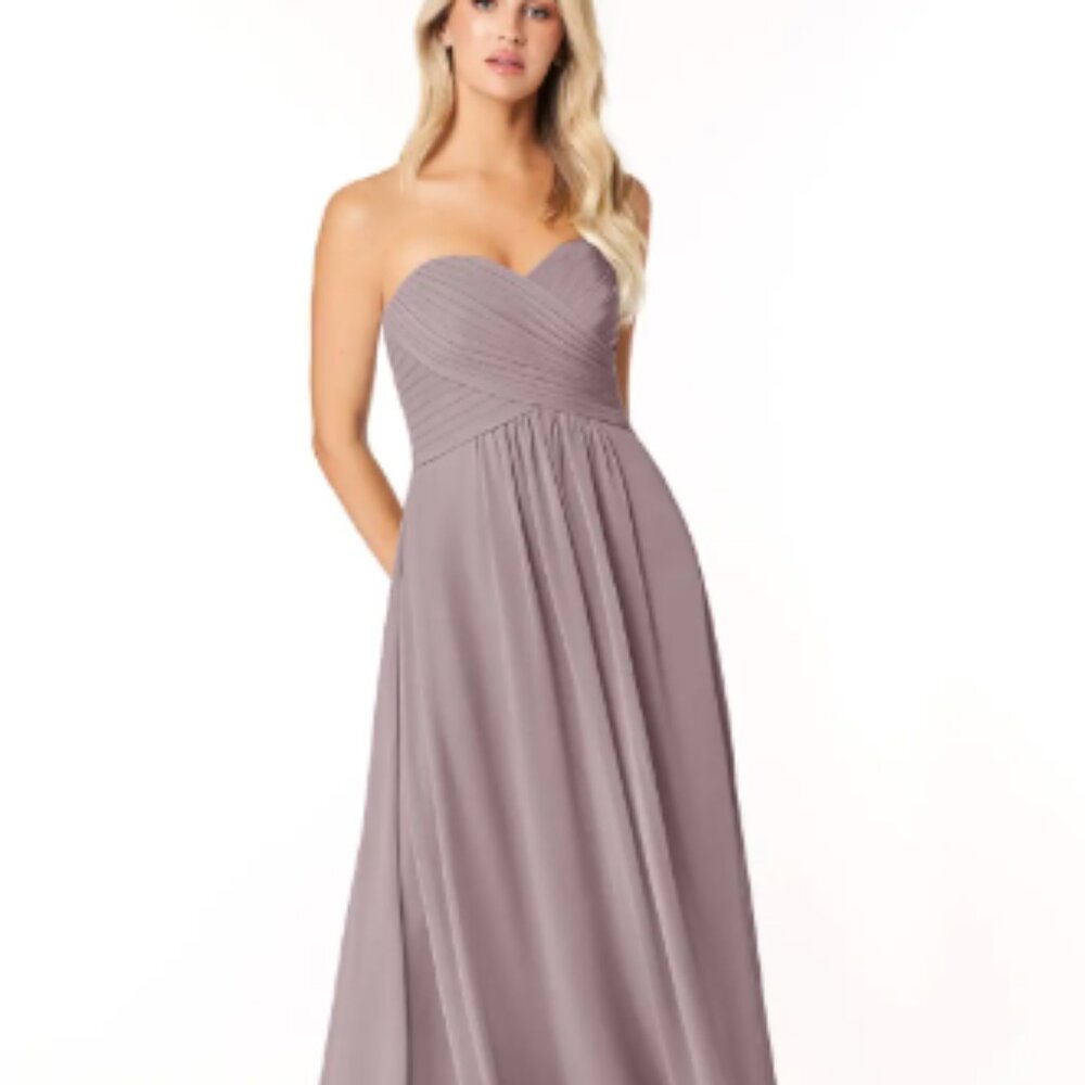 Azazie Yazmin Rose Petal A-Line Sweetheart Chiffon Dress Color Dusk Size A4